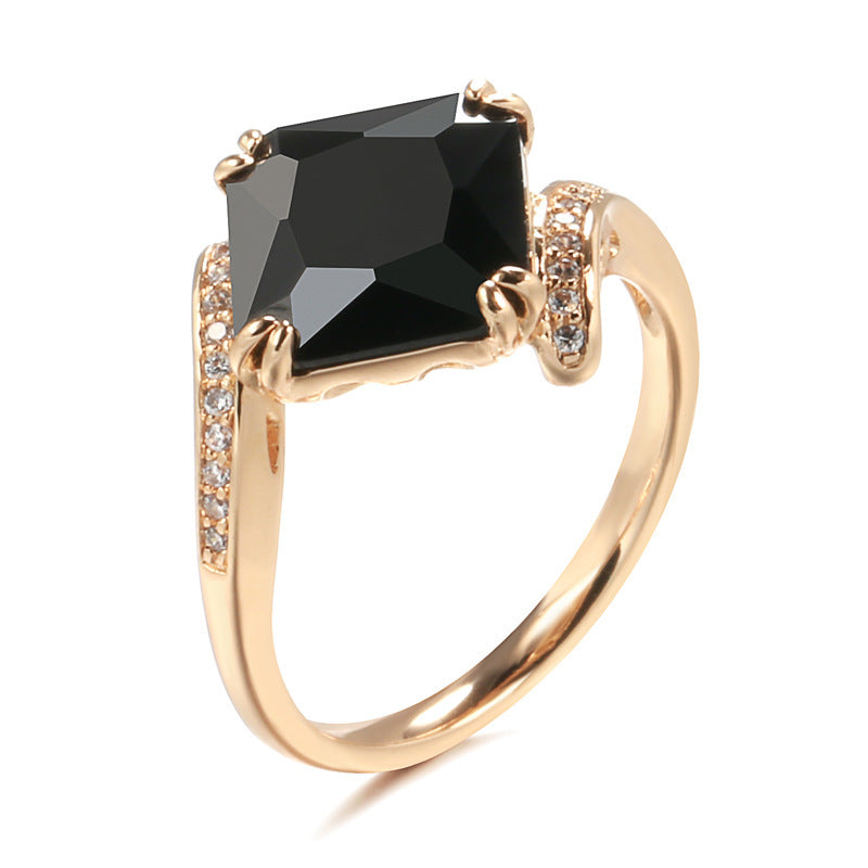 Women's Fashion Personalized Retro Style Black Zircon Ring