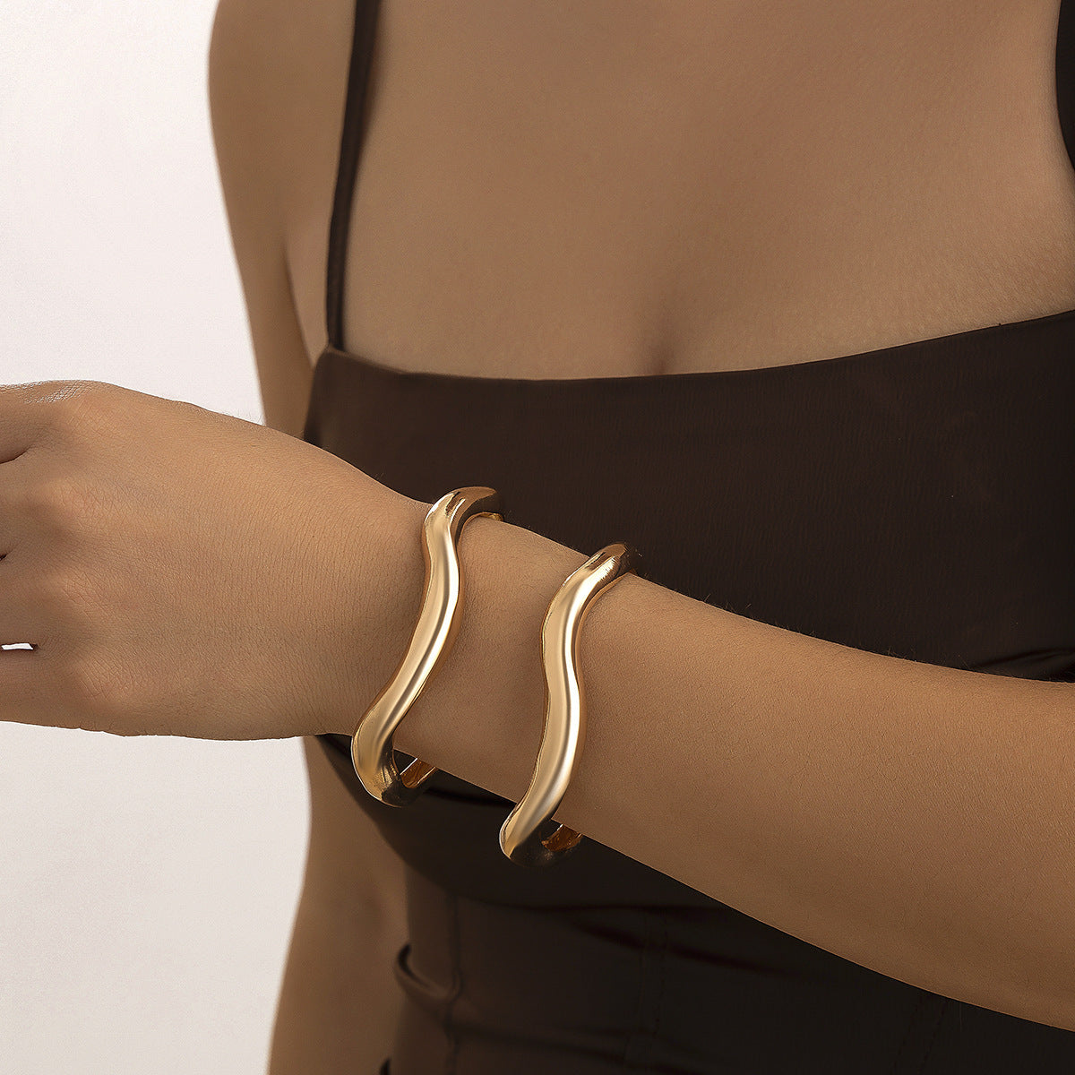 Liquid Irregular Lava Fold Open Bracelet