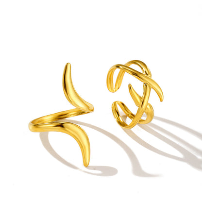 Simple Geometric Line Irregular Cross Thumb Ring