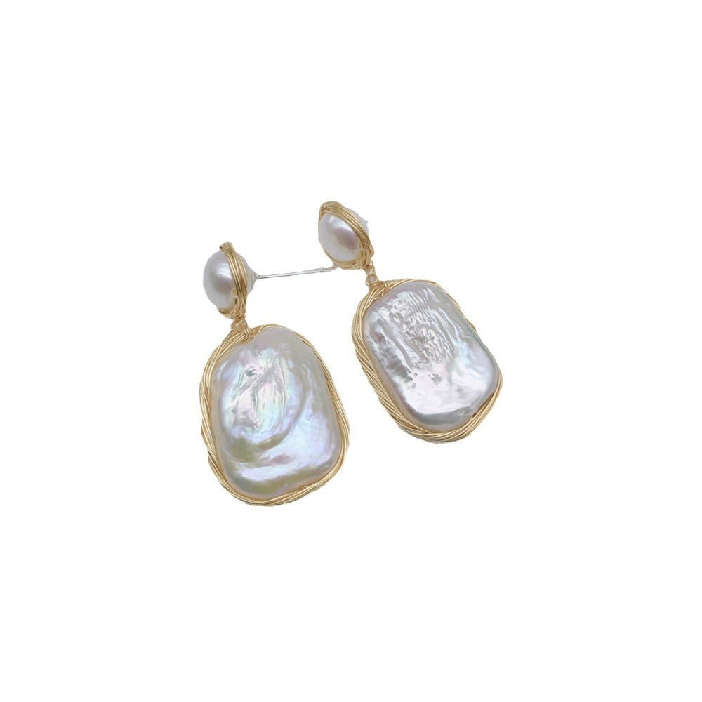 Spring And Summer Baroque Pearl Earrings Geometric