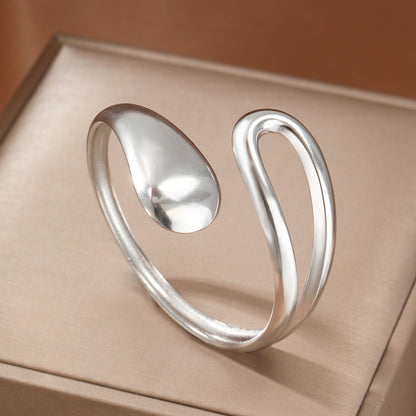 Retro 18K Stainless Steel Drop-shaped Interlaced Open-ended Bracelet Special-interest Design