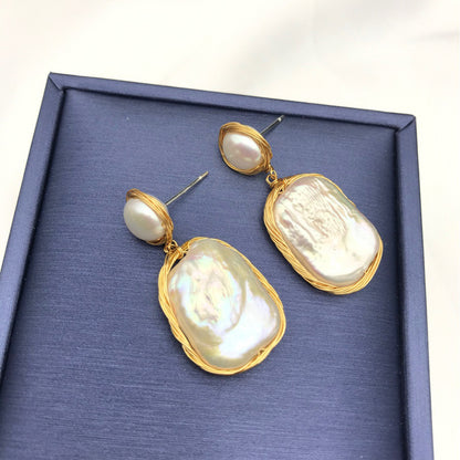 Spring And Summer Baroque Pearl Earrings Geometric