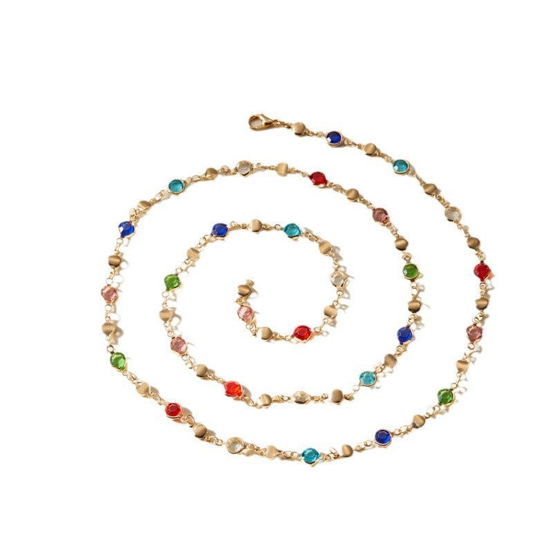 European And American Color Artificial Crystal Necklace Women's Temperament