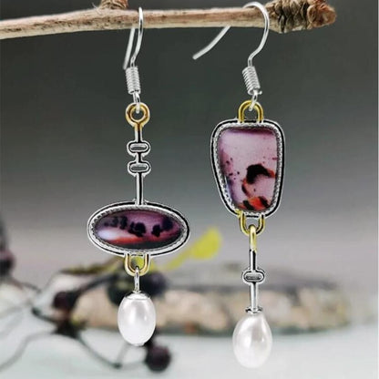 Asymmetric Purple Pendant Women's Earrings
