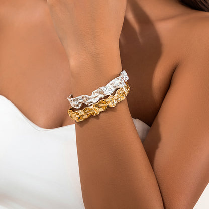 Liquid Irregular Lava Fold Open Bracelet