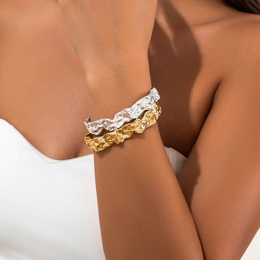 Liquid Irregular Lava Fold Open Bracelet