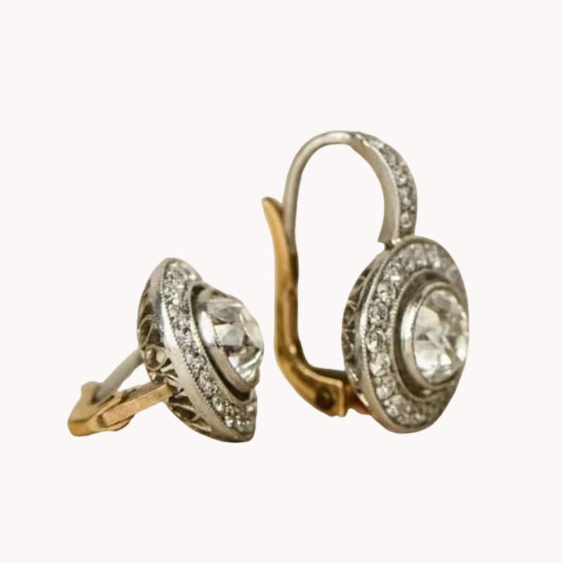 Runde Ohrringe im Vintage-Stil mit Strasssteinen und Kristallen