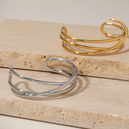 Metal Line Open-ended Bracelet Stainless Steel Irregular