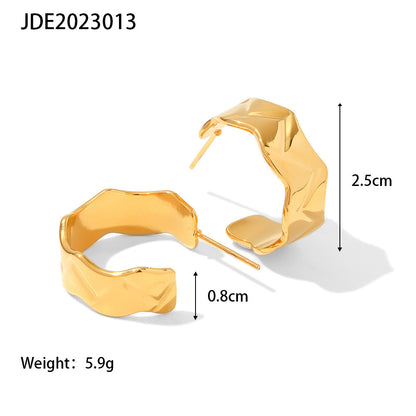 INS Style 18K Gold-plated Stainless Steel Irregular Width High Polishing
