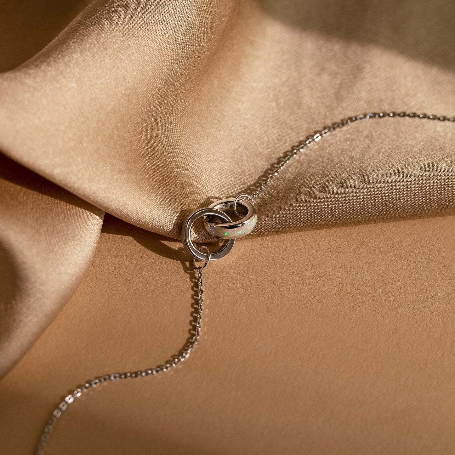 Opal Stainless Steel Eternal Ring Asymmetric Stitching Bracelet Ring