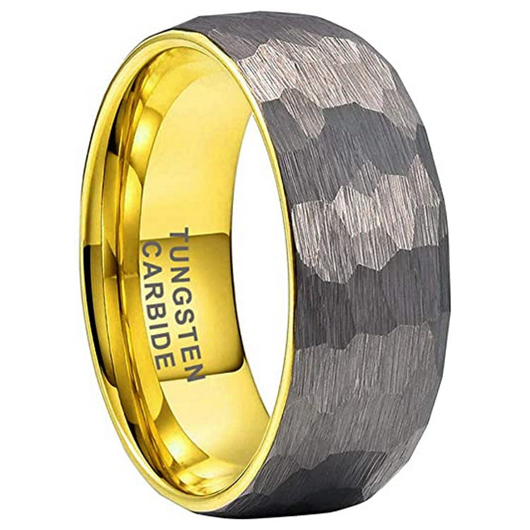 Size 6to13 Men's Hammer Pattern Tungsten Steel Ring