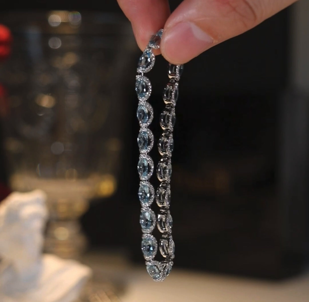 Galaxy Princess Lace Lace Aquamarine Bracelet Color Treasure Ring