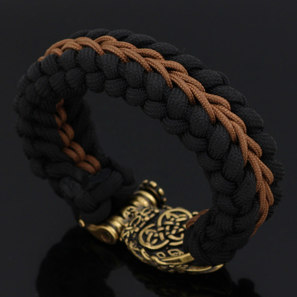 Nordic New Hand Woven Bracelet Brown Thread Viking Bear Claw