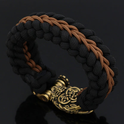 Nordic New Hand Woven Bracelet Brown Thread Viking Bear Claw