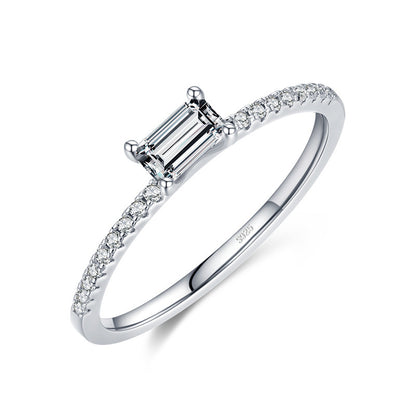 S925 Sterling Silver All-Match Simple Korean Trendy Micro-Inlaid Index Finger Ring Fashion Jewelry