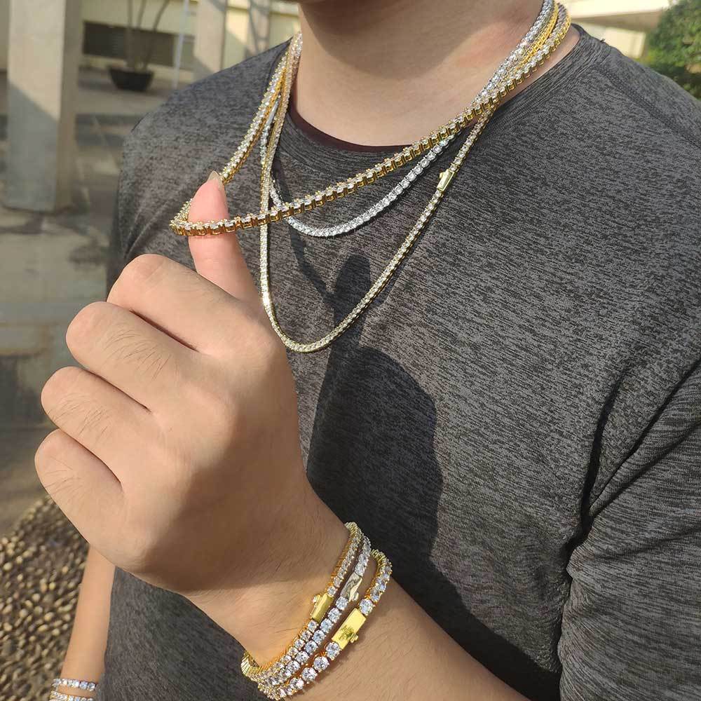 Hip Hop Federschnalle Einreihiges Tenniskettenarmband