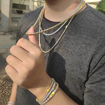 Hip Hop Federschnalle Einreihiges Tenniskettenarmband