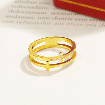 Men's And Women's Fashion Double-layer Cross Ring