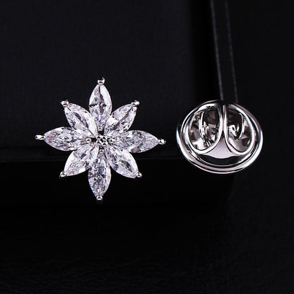 Crystal Small Brooch Collar Pin Gold-plated Micro Inlaid Zircon High-grade Anti-exposure Cap Ornament