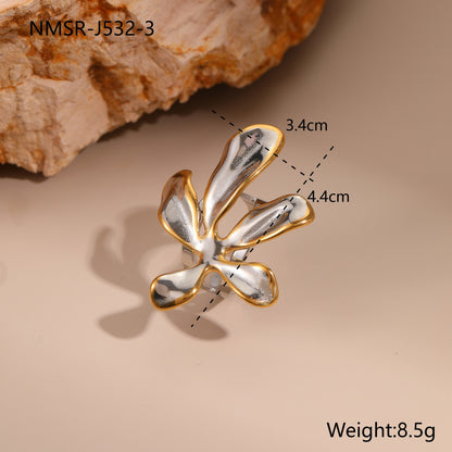 European And American Dignified Flowers Necklace Titanium Steel Earrings Open Ring