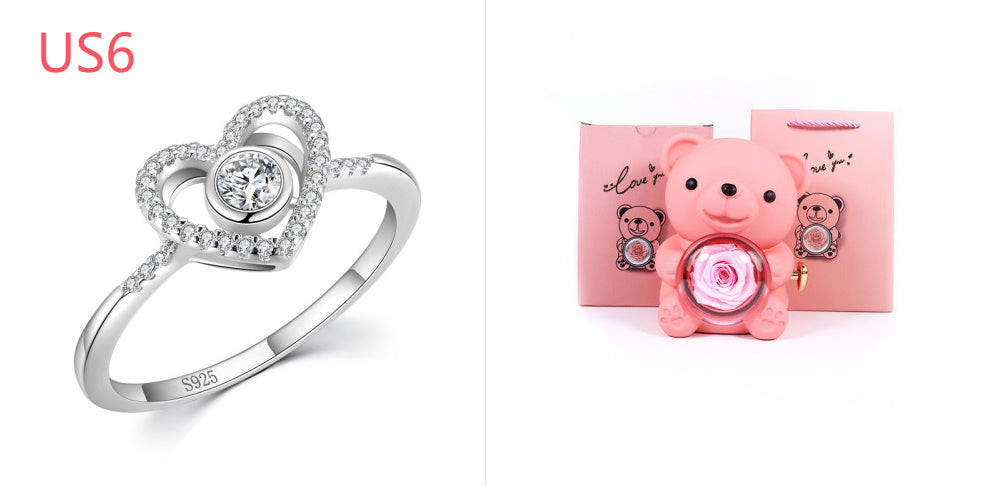 S925 Sterling Silver Love Full Diamond Ring