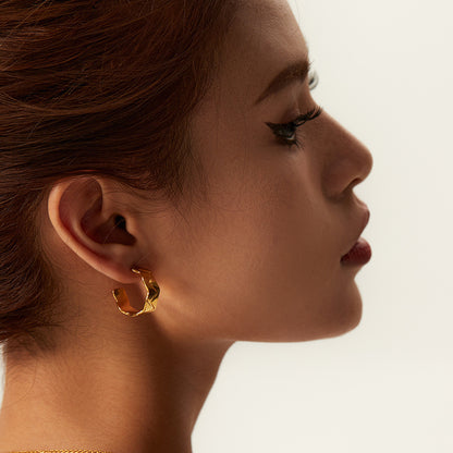 INS Style 18K Gold-plated Stainless Steel Irregular Width High Polishing