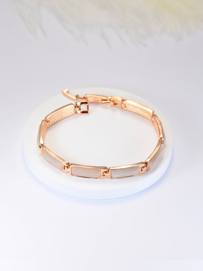 Geometric Rose Gold Opal Bracelet For Women