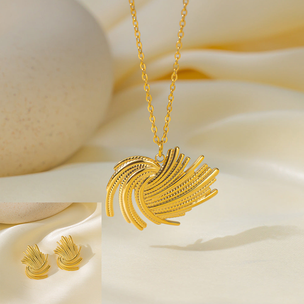 طقم مجوهرات نسائي من الستانلس ستيل مع أقراط