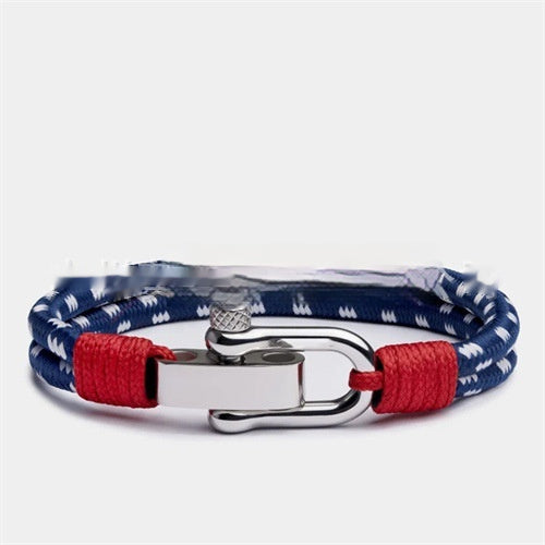 Two-color Woven Rope Bracelet Fashionable Men's Stainless Steel Adjustable