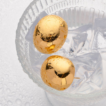 Women's Fashion 18K Gold Stainless Steel Oval Earrings