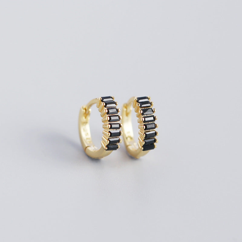 Women's Inlaid Cubic Zirconia Sterling Silver Stud Earrings