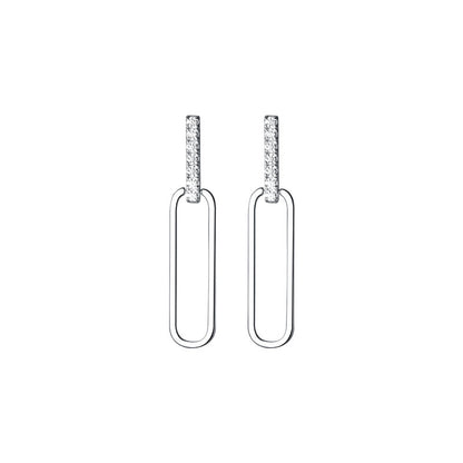 S925 Silver Geometric Hollow Line Diamond Oval Earrings Women