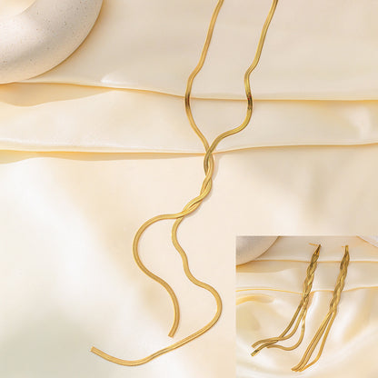 طقم مجوهرات نسائي من الستانلس ستيل مع أقراط