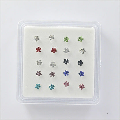 Colorful Spot Drill Flower Shape Nose Stud