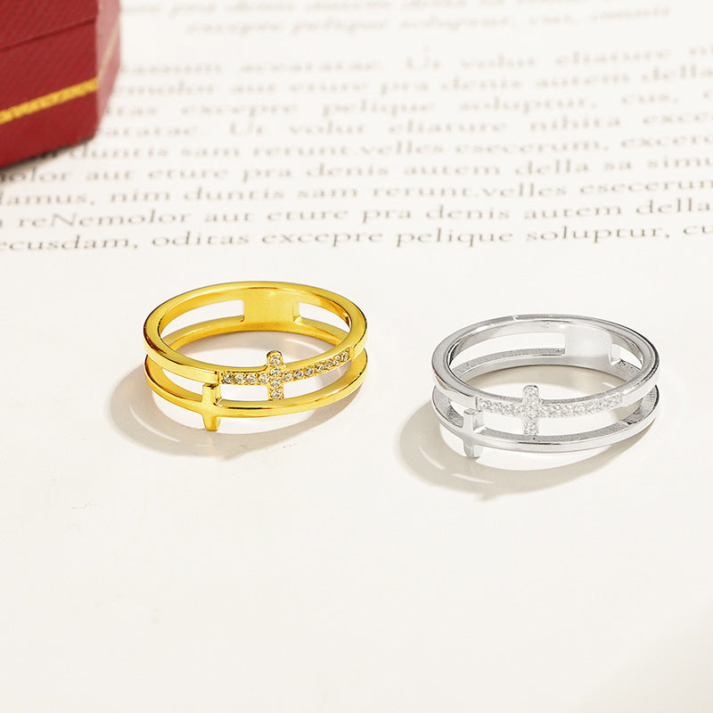 Men's And Women's Fashion Double-layer Cross Ring