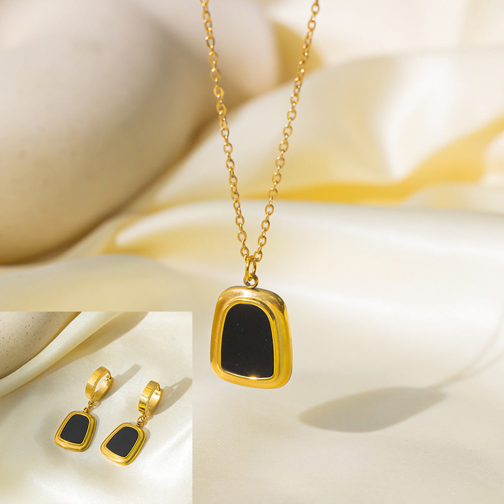 طقم مجوهرات نسائي من الستانلس ستيل مع أقراط