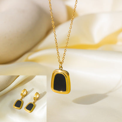 طقم مجوهرات نسائي من الستانلس ستيل مع أقراط