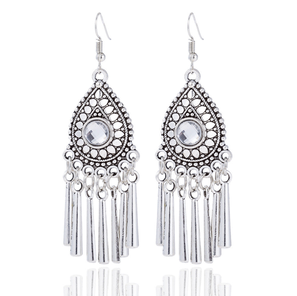 Ethnic Minorities Ornament Tibetan Classical Retro Miao Silver Earrings Eardrops