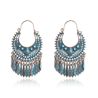 أقراط نسائية مرصعة بالألماس بتصميم بوهيمي مجوف