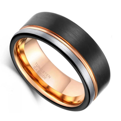 Tungsten Ring Fashion Colorblock Rose Gold Plated