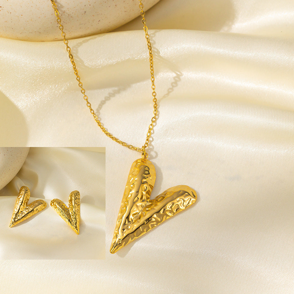 طقم مجوهرات نسائي من الستانلس ستيل مع أقراط