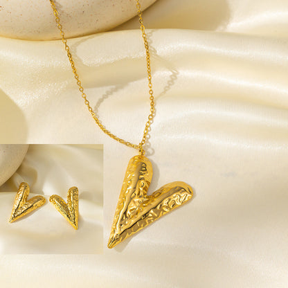 طقم مجوهرات نسائي من الستانلس ستيل مع أقراط