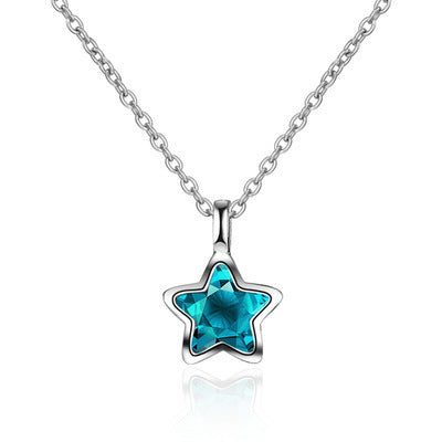 Blue Five-pointed Star Ear Buckle Clavicle Chain