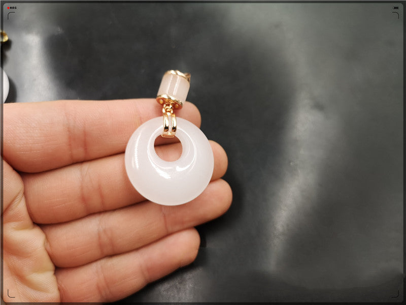 Gold Silk Jade Safe Buckle Inlaid Pendant