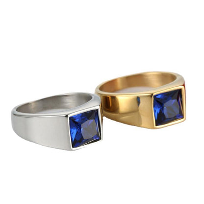 European And American New Titanium Steel Female Stainless Steel Ruby Ring