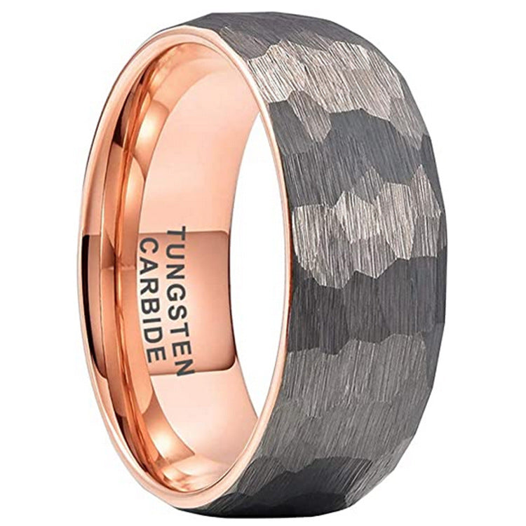 Size 6to13 Men's Hammer Pattern Tungsten Steel Ring