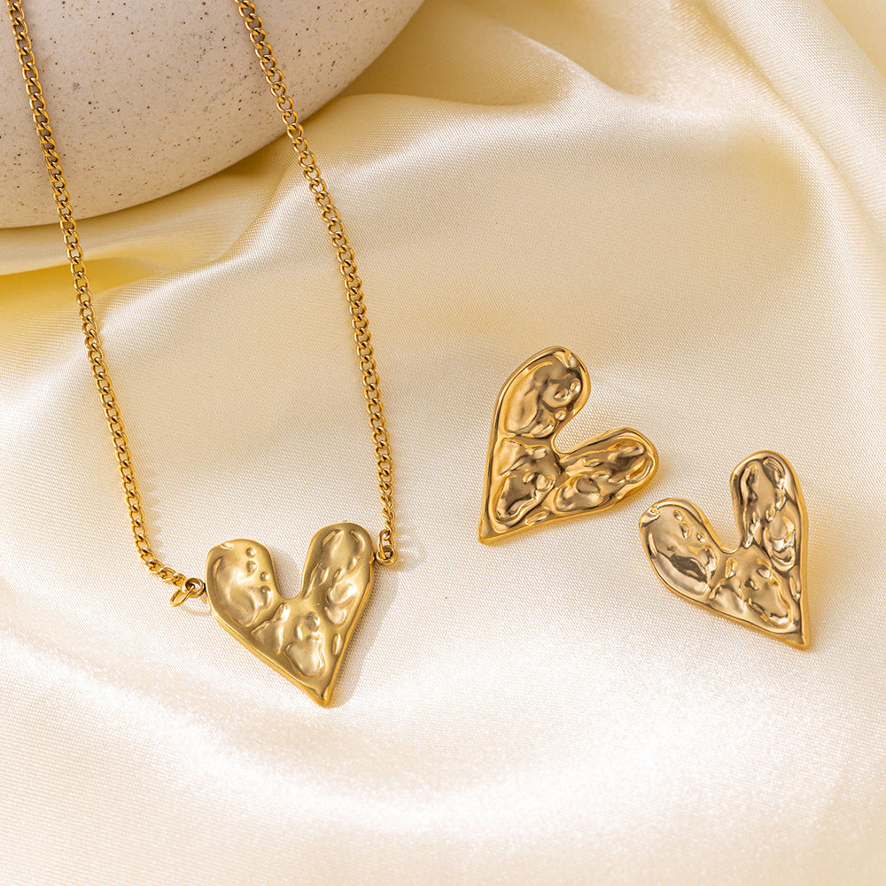 طقم مجوهرات نسائي من الستانلس ستيل مع أقراط