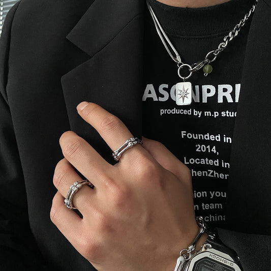 Bone Design Ring Made Of Titanium Steel For Men