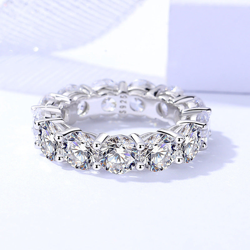 Female S925 Sterling Silver Round Zircon Ring