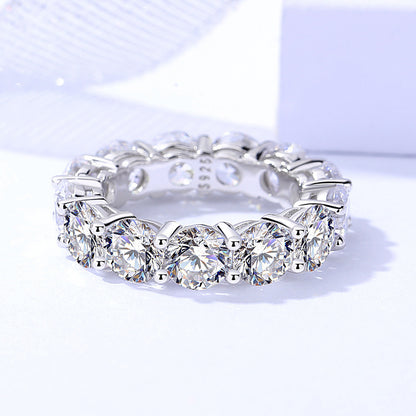 Female S925 Sterling Silver Round Zircon Ring
